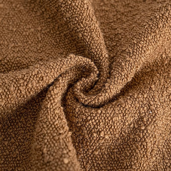 Foindtower Pack of 2 Textured Boucle Throw Pillow Covers Accent Solid Lumbar Pillow Cases Cozy Soft Decorative Couch Cushion Case for Chair Sofa Bedroom Living Room Home Decor, 12 x 20 Inch,Tobacco