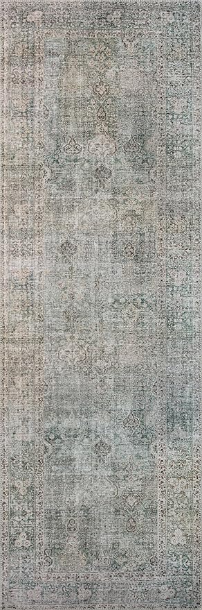 Loloi Chris Loves Julia Jules Collection JUL-08 Emerald/Antique Ivory 2'-6'' x 9'-6'', .13" Pile Height, Runner Rug