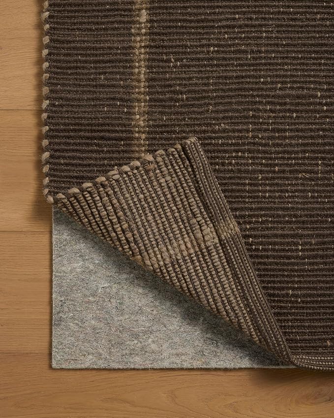 Loloi Leanne Ford Weatherstaff Collection WTS-01 Espresso/Natural 9'-3" x 13' Area Rug Jute, Striped, Neutral, Living Room, Bedroom, Dining Room