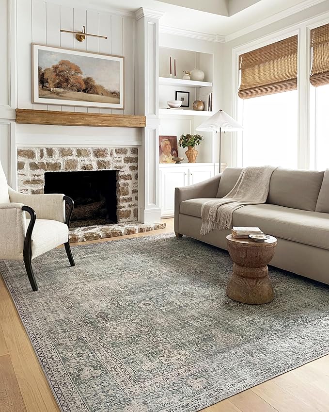 Loloi Chris Loves Julia Jules Collection JUL-08 Emerald/Antique Ivory 2'-6'' x 7'-6'', .13" Pile Height, Runner Rug