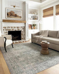 Loloi Chris Loves Julia Jules Collection JUL-08 Emerald/Antique Ivory 2'-6'' x 7'-6'', .13" Pile Height, Runner Rug