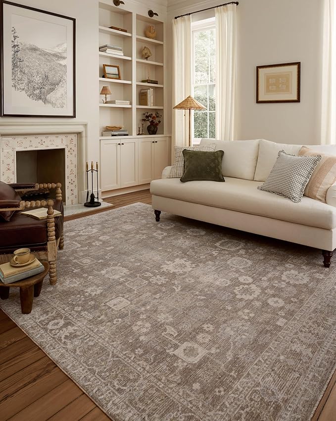 Loloi Chris Loves Julia Louisa Collection LOI-03 Taupe/Ivory 2'-7" x 12'-0", .38" Pile Height, Runner Rug