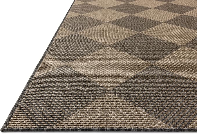 Loloi Chris Loves Julia Providence Collection PRC-04 Graphite/Sand 7'-6" x 7'-6", .12" Pile Height, Indoor/Outdoor Round Area Rug