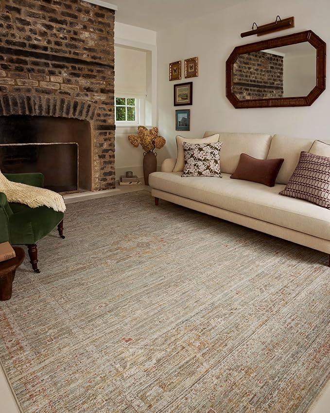 Loloi Chris Loves Julia Ida Collection IDA-05 Spa/Sunrise 2'-7" x 8'-0", .19" Pile Height, Runner Rug