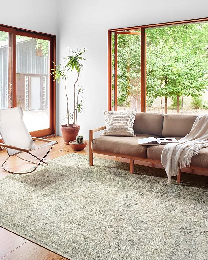 Loloi II Skye Collection SKY-14 Natural/Sage 5'-0" x 7'-6" Area Rug