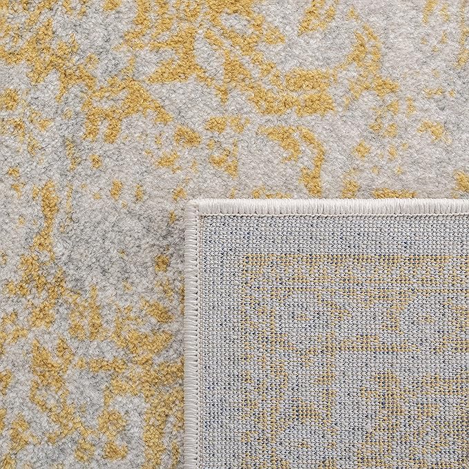 SAFAVIEH Evoke Collection Area Rug - 6'7" Square, Ivory & Gold, Distressed Design, Non-Shedding & Easy to Clean, Ideal for Living Room, Bedroom, Dining Space (EVK256B)