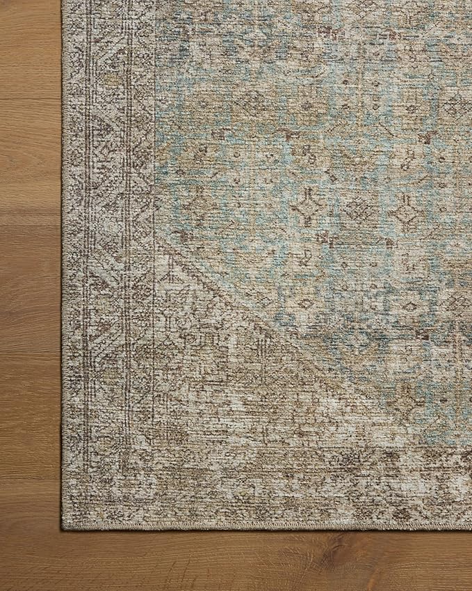Loloi Amber Lewis Cambria Collection CBR-05 Aqua/Natural 8'-6" x 11'-6" Area Rug Jute, Neutral, Vintage Style, Antique Tone, Living, Bedroom, Dining, Carpet