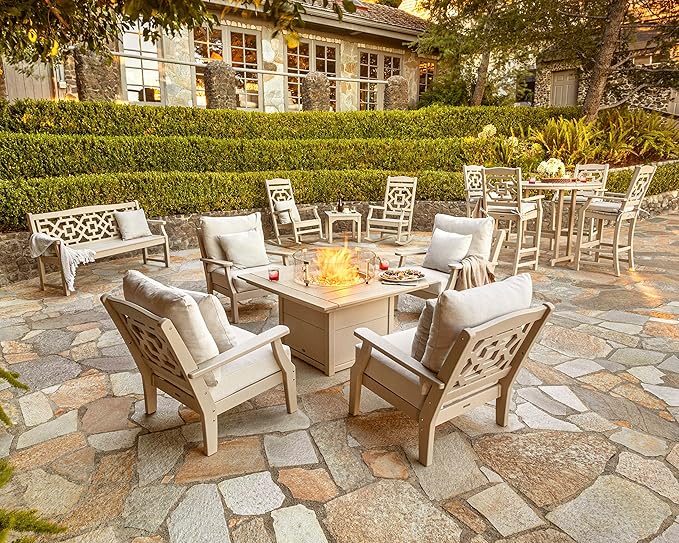 Martha Stewart by POLYWOOD® Chinoiserie Deep Seating Chair in Sand/Glacier Spa