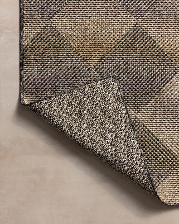 Loloi Chris Loves Julia Providence Collection PRC-04 Graphite/Sand 7'-6" x 7'-6", .12" Pile Height, Indoor/Outdoor Round Area Rug