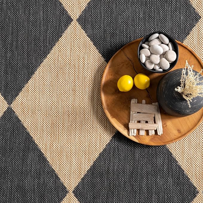 nuLOOM 2' x 6' Outdoor Performance Area Rug, Stain Resistant, Weather Resistant, High Traffic, Patio, Balcony, Outside, Sabina Dark Grey