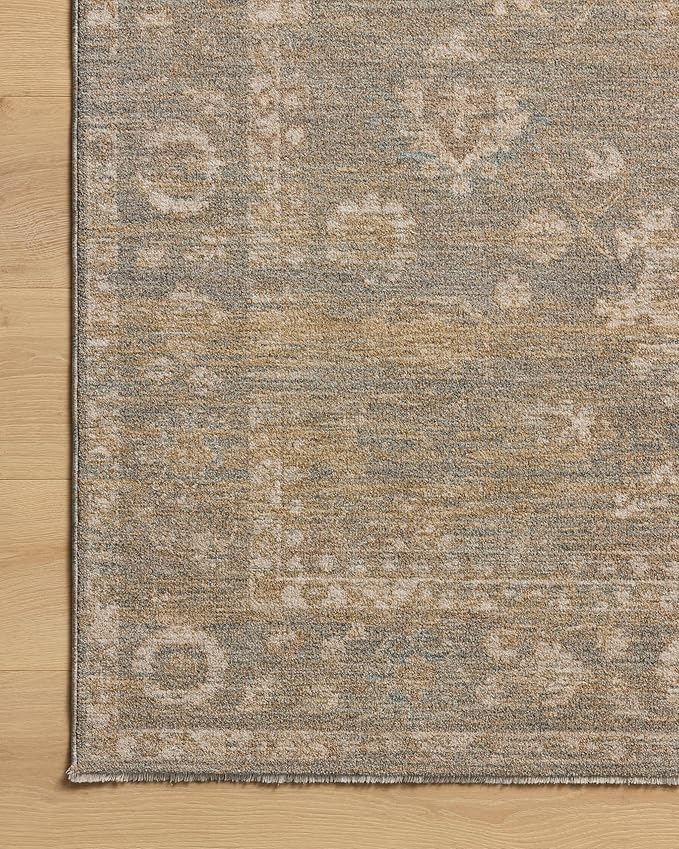 Loloi Chris Loves Julia Louisa Collection LOI-04 Lagoon/Ivory 7'-10" x 7'-10", .38" Pile Height, Round Area Rug