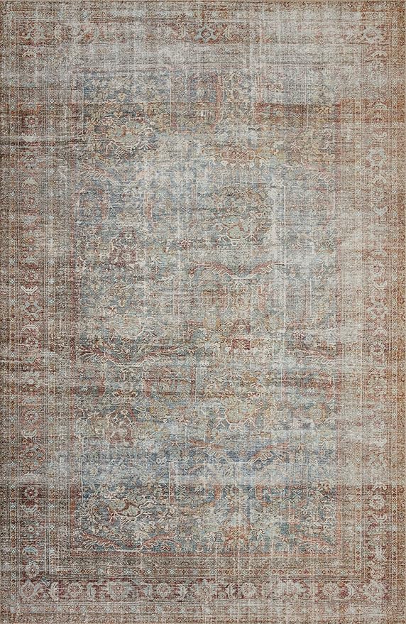 Loloi Chris Loves Julia Jules Collection JUL-05 Lagoon/Brick 2'-6'' x 9'-6'', .13" Pile Height, Runner Rug