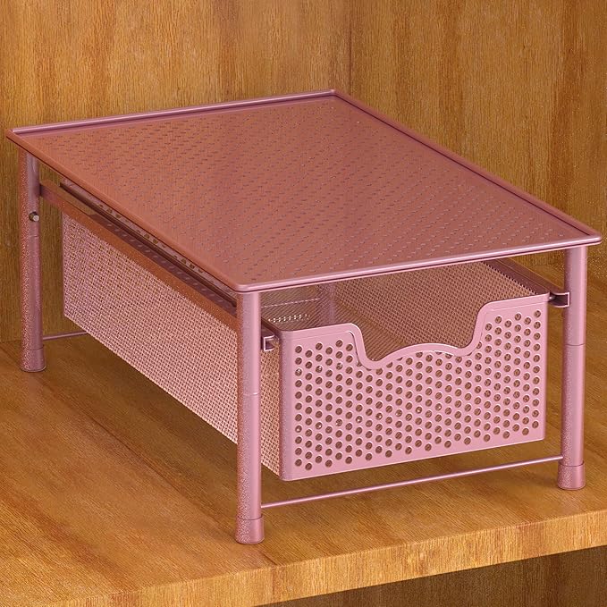 Simple Houseware Stackable Cabinet Basket Drawer Organizer, Pink
