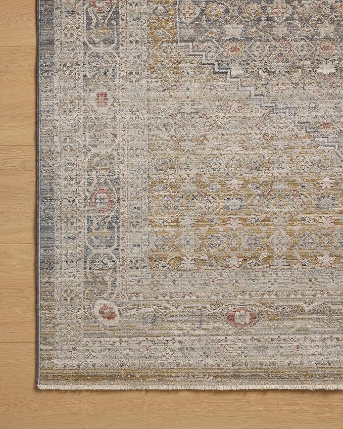 Loloi Chris Loves Julia Ida Collection IDA-02 Stone/Gold 6'-3" x 9'-4", .19" Pile Height, Area Rug