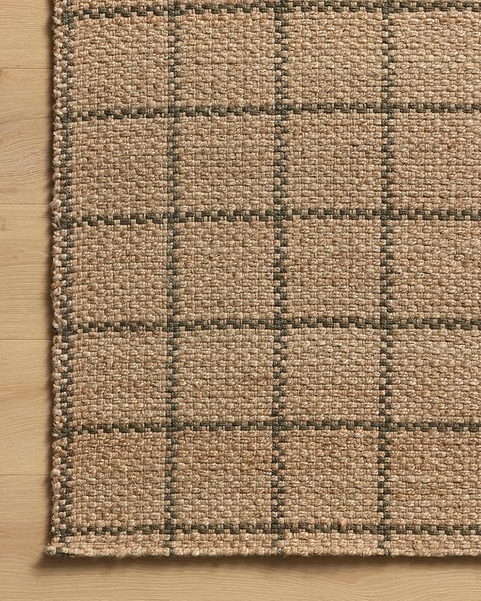 Loloi Chris Loves Julia Fletcher Collection FLE-01 Natural/Olive 2'-6" x 7'-6", .37" Pile Height, Runner Rug