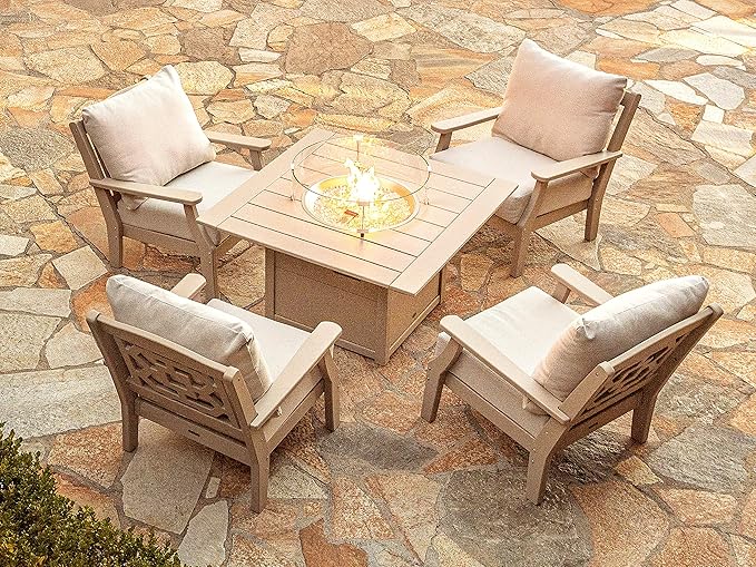 Martha Stewart by POLYWOOD® Chinoiserie Deep Seating Chair in Mahogany/Spiced Burlap