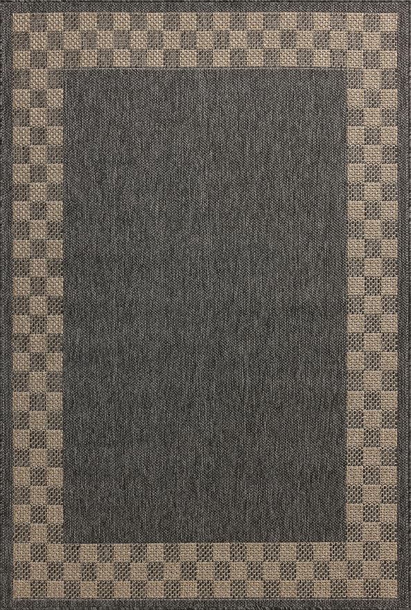 Loloi Chris Loves Julia Providence Collection PRC-01 Charcoal/Natural 7'-6" x 7'-6", .12" Pile Height, Indoor/Outdoor Round Area Rug
