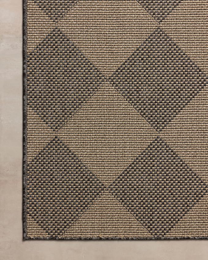 Loloi Chris Loves Julia Providence Collection PRC-04 Graphite/Sand 7'-6" x 7'-6", .12" Pile Height, Indoor/Outdoor Round Area Rug