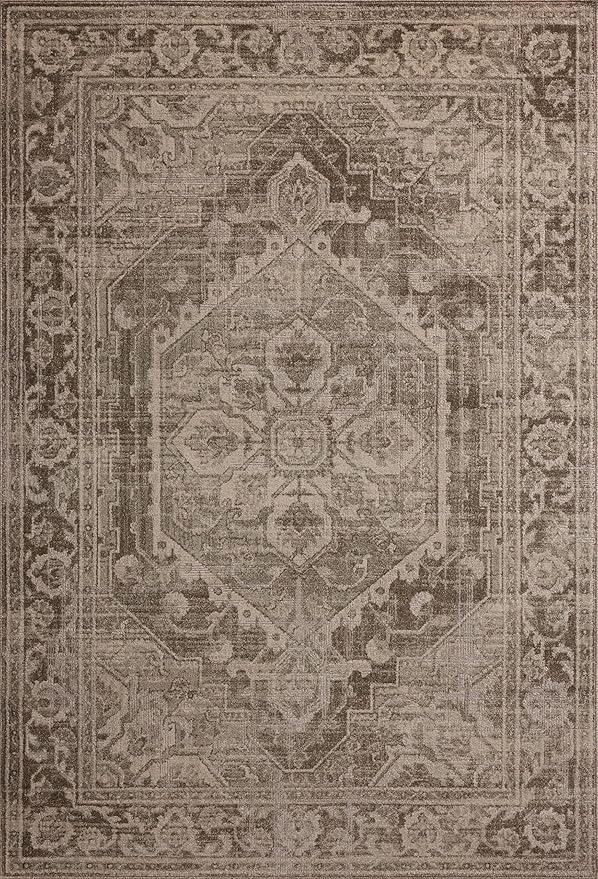 Loloi Magnolia Home by Joanna Gaines Mona Collection MOA-01 Cocoa/Stone 7'-6" x 7'-6" Round Area Rug