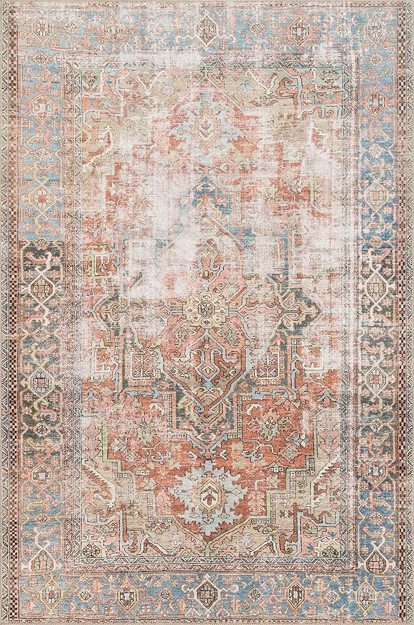 Loloi Loren Collection LQ-15 Terracotta/Sky 5'-0" x 7'-6" Area Rug