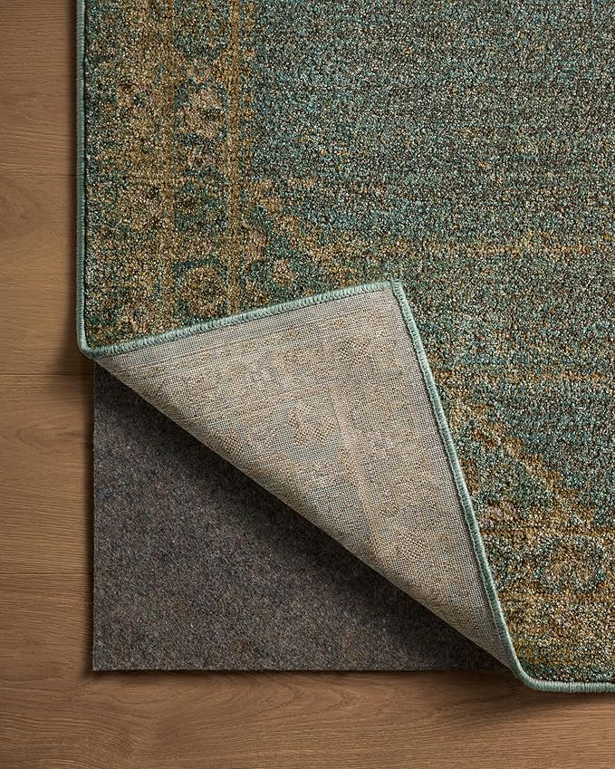 Loloi Magnolia Home by Joanna Gaines Mona Collection MOA-04 Aqua/Wheat 7'-6" x 7'-6" Round Area Rug