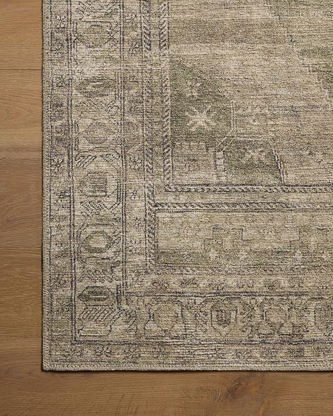 Loloi Amber Lewis Cambria Collection CBR-03 Sand/Olive 2'-6" x 7'-6" Runner Rug Jute, Neutral, Vintage Style, Antique Tone, Living, Bedroom, Dining, Carpet