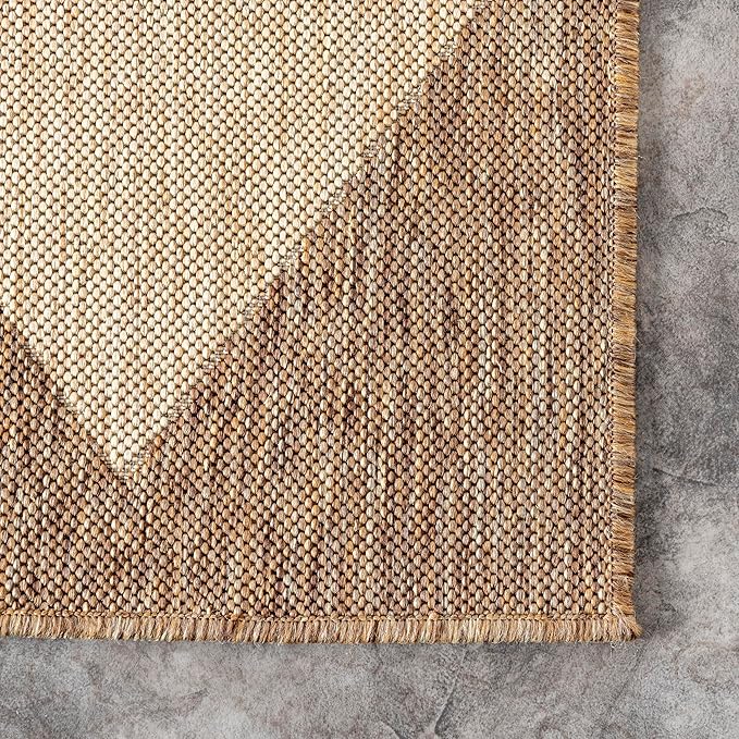 nuLOOM Outdoor Performance Collection Sabina Brown/Ivory, 8' x 10', Soft and Cozy, High Traffic, Stain Resistant, Easy Clean, Durable Area Rug for Indoor/Outdoor Patio, Deck, Porch, Garden, Courtyard